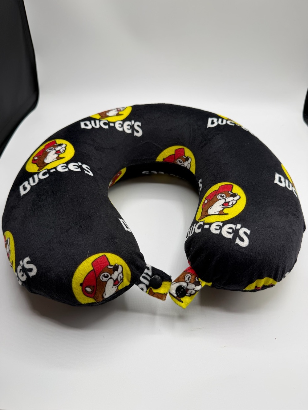 Buc-ee's Black Logo Plush Travel Neck Pillow
